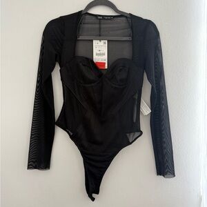 Zara Black Mesh Bodysuit